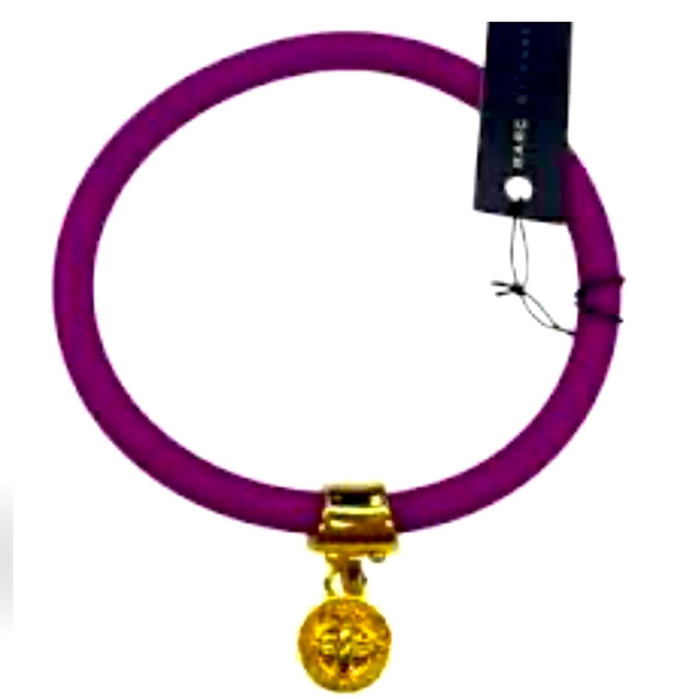 Marc By Marc Jacobs Purple Gold Charm Rubber Bangle Charm Bracelet New With Tag